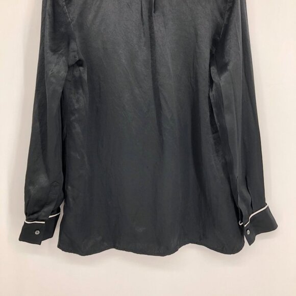 Aritzia Babaton Black Satin Venturi Button up Long Sleeve Blouse M - Picture 11 of 16